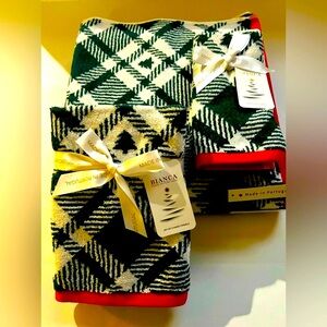 6pc BIANCA Argyle/Christmas Tree Motif Towel Set With Red/White Border